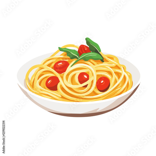 Minimalist flat illustration of Spaghetti, featuring a clean design isolated on a white background.

