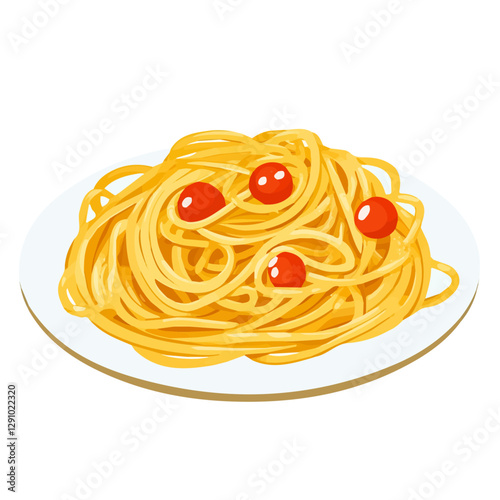 Minimalist flat illustration of Spaghetti, featuring a clean design isolated on a white background.

