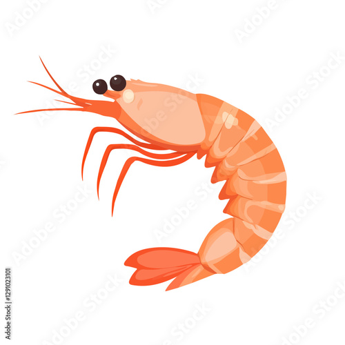 Minimalist flat illustration of Shrimp Scampi, featuring a clean design isolated on a white background.

