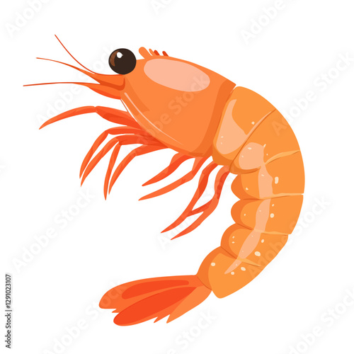 Minimalist flat illustration of Shrimp Scampi, featuring a clean design isolated on a white background.

