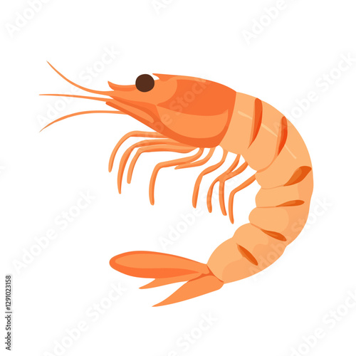 Minimalist flat illustration of Shrimp Scampi, featuring a clean design isolated on a white background.

