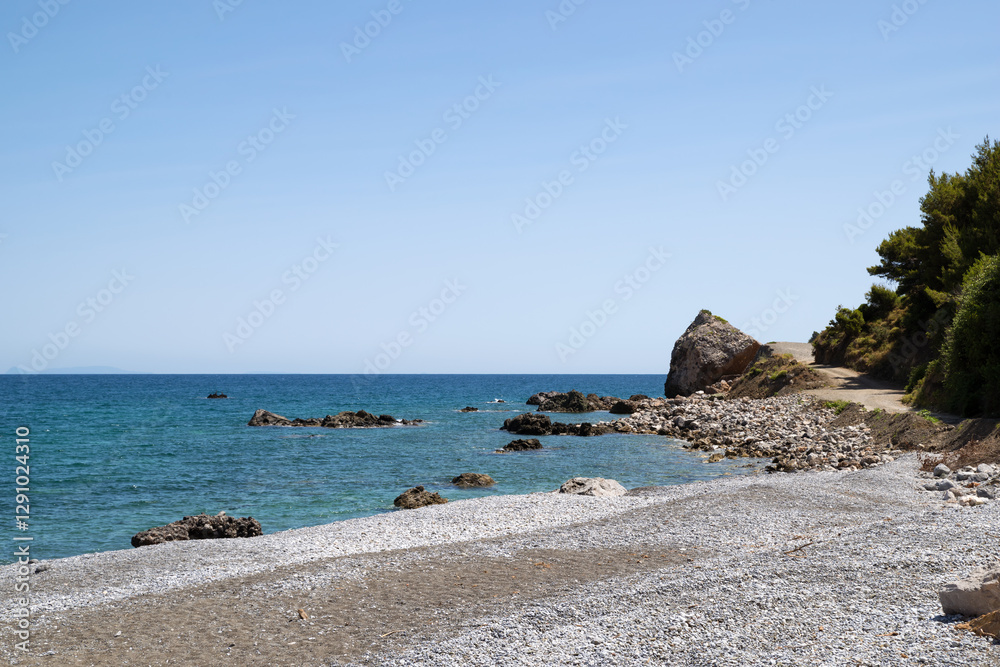 Amazing scenery by the sea in Pili village, North Evia, Greece
