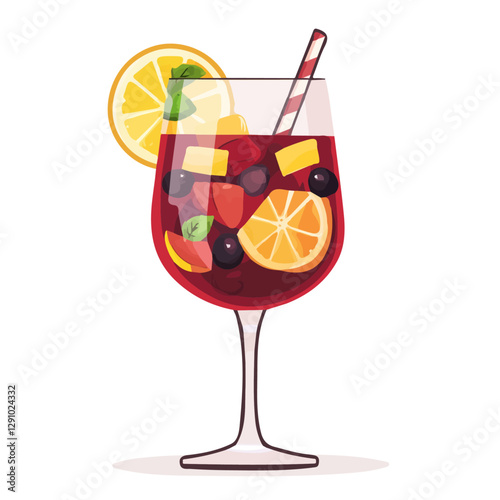 Minimalist flat illustration of Sangria, featuring a clean design isolated on a white background.

