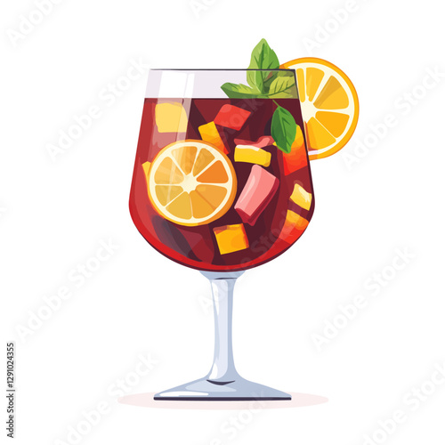 Minimalist flat illustration of Sangria, featuring a clean design isolated on a white background.


