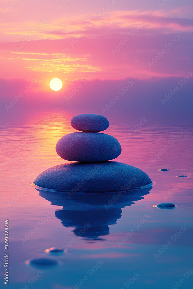 Zen concept. Spa stones in the sea surface at sunset. Zen concept. Spa stones in the sea surface at sunset.