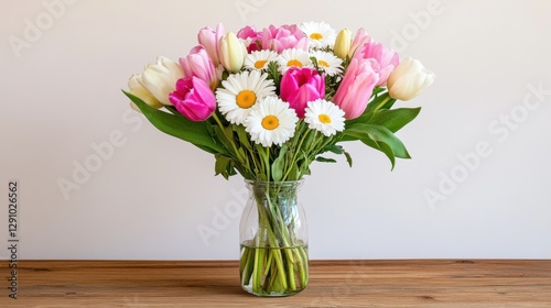 Wallpaper Mural Freshly picked bouquet of colorful flowers on rustic wooden table in bright, inviting indoor setting Torontodigital.ca