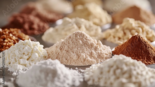 Variety of powdered food ingredients photo