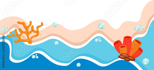 Wavy Beach With Coral Border