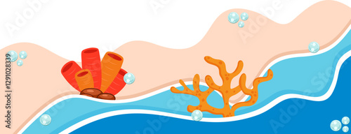 Wavy Beach With Coral Border