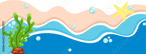 Wavy Beach With Coral Border