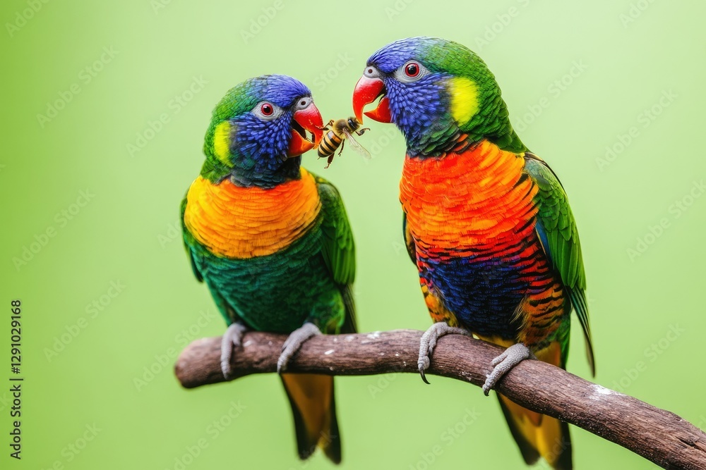 Colorful Parrots Sharing a Treat Colorful Parrots Sharing a Treat
