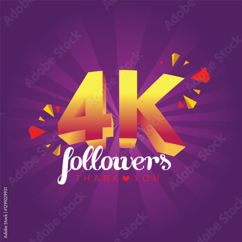Thank you 4000 followers, peoples online social group, 4k Followers thank you design, happy banner celebrate.