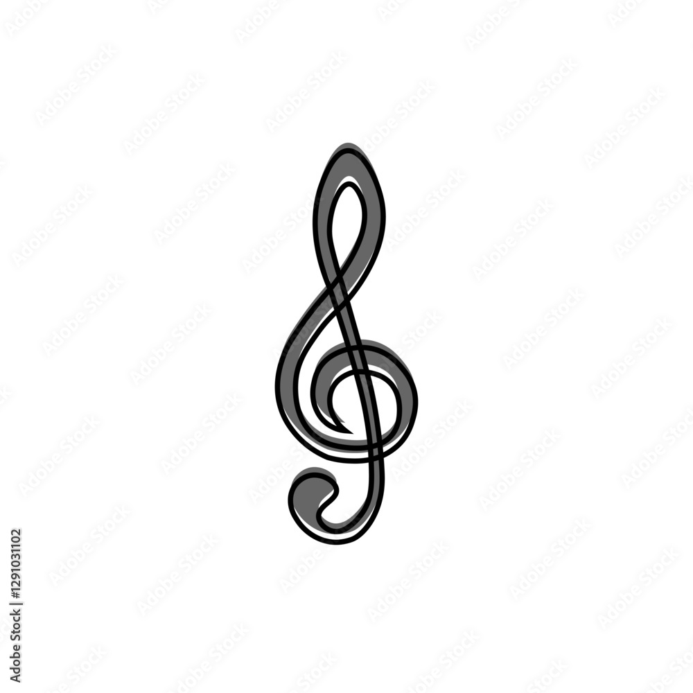 Simple continuous line drawing of a treble clef, symbolizing music, melody, creativity in a minimalist style with color. One line icon. Continuous line treble clef icon. Vector illustration. Simple continuous line drawing of a treble clef, symbolizing music, melody, creativity in a minimalist style with color. One line icon. Continuous line treble clef icon. Vector illustration.