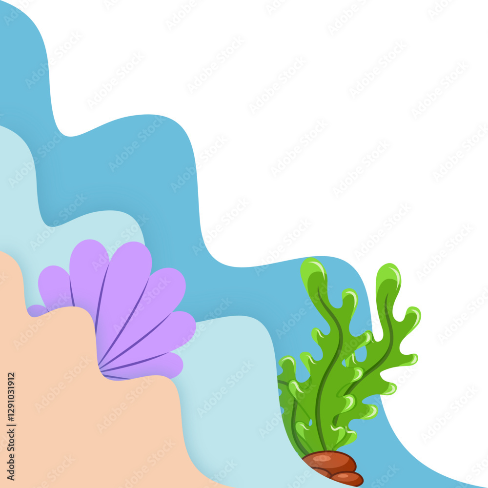 Obraz premium Wavy Beach With Coral Corner