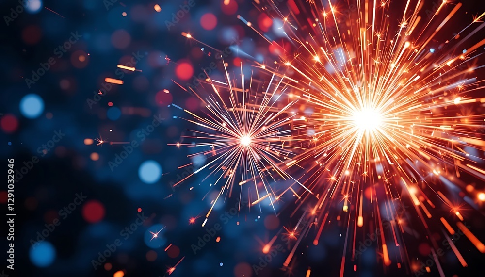 Fototapeta premium Sparkling Fireworks Display Against a Dark Sky Celebrating New Year's Eve