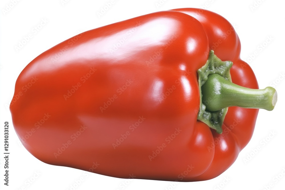 Bright red bell pepper showcases vibrant color and smooth textur Bright red bell pepper showcases vibrant color and smooth textur
