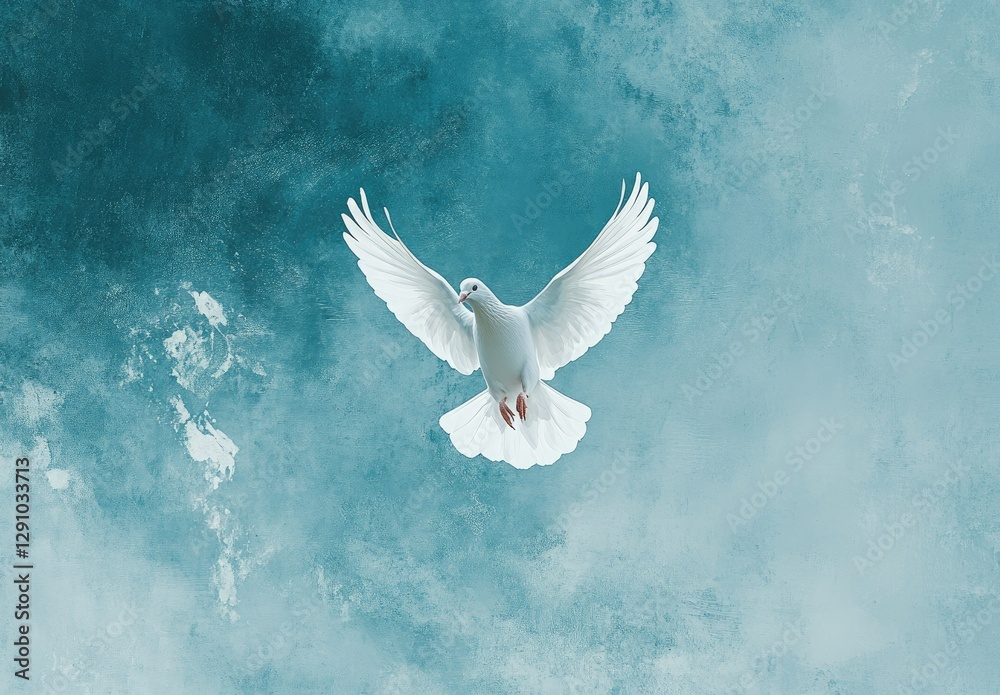 Obraz premium Dove Soaring, Heavenly Sky