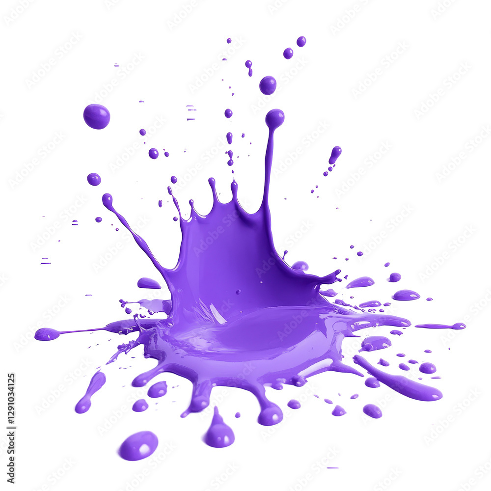 Vibrant purple paint splash isolated on a transparent background capturing dynamic motion and artistic creativity, Purple Paint Splash Isolated on transparent background