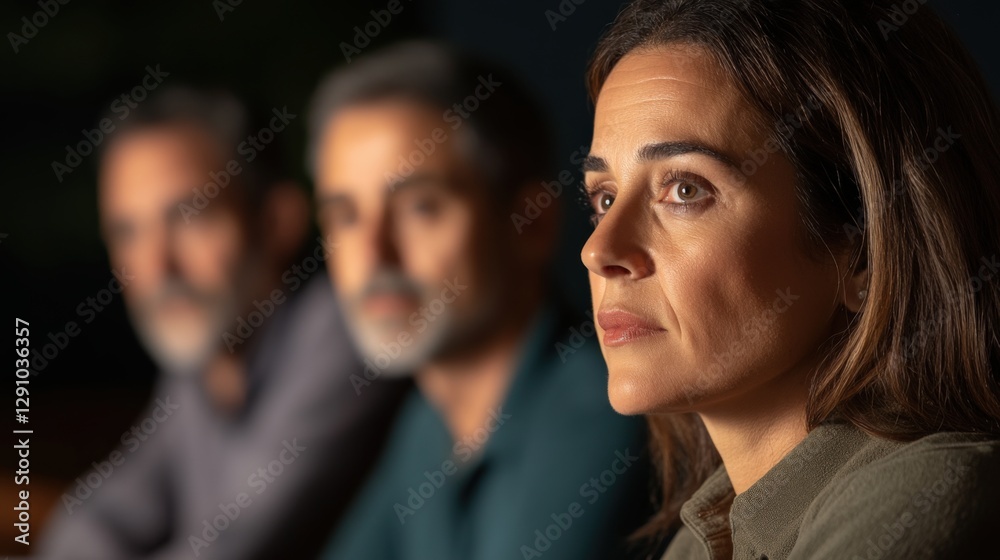 Concerned Woman with Colleagues at a Meeting Concerned Woman with Colleagues at a Meeting