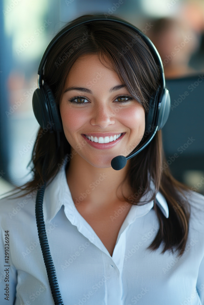 Young professional with a headset on. Young professional with a headset on.