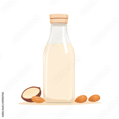 Minimalist flat illustration of Almond Milk, featuring a clean design isolated on a white background.

