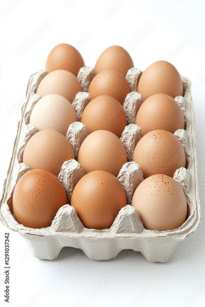 Recycled carton with brown eggs