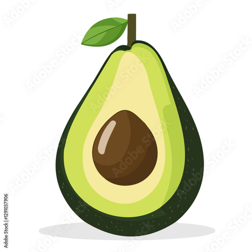 Minimalist flat illustration of an Avocado, featuring a clean design isolated on a white background.

