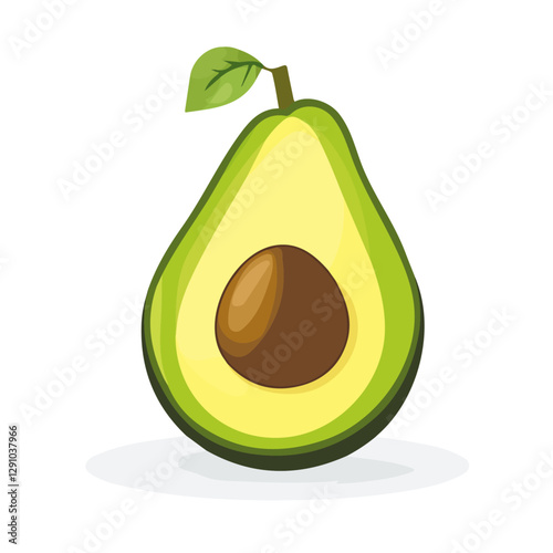 Minimalist flat illustration of an Avocado, featuring a clean design isolated on a white background.

