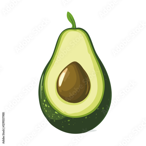 Minimalist flat illustration of an Avocado, featuring a clean design isolated on a white background.

