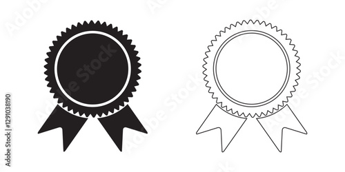 Medal badge for certificate, or diploma in flat design. Award icon in the form of a medal. Icon for the award, icon symbol with ribbon. Medal certification or approval. EPS 10. Vector illustration