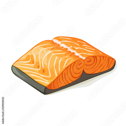 Minimalist flat illustration of Baked Salmon, featuring a clean design isolated on a white background.

