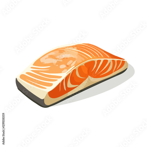 Minimalist flat illustration of Baked Salmon, featuring a clean design isolated on a white background.

