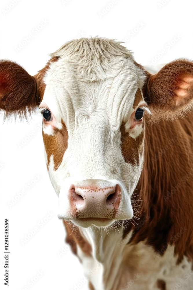 Cow with white face and brown patches, pink nose Cow with white face and brown patches, pink nose