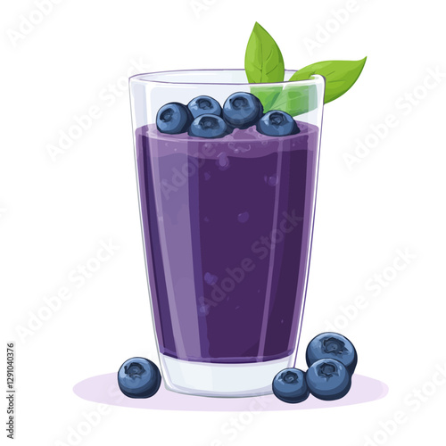 Minimalist flat illustration of Blueberry Juice, featuring a clean design isolated on a white background.


