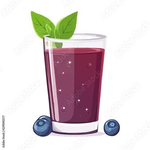 Minimalist flat illustration of Blueberry Juice, featuring a clean design isolated on a white background.


