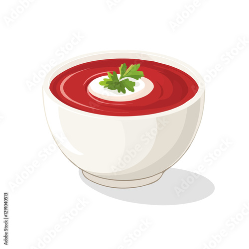 Minimalist flat illustration of Borscht, featuring a clean design isolated on a white background.

