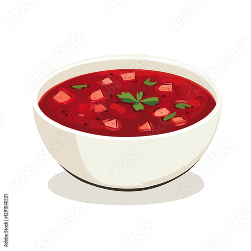 Minimalist flat illustration of Borscht, featuring a clean design isolated on a white background.

