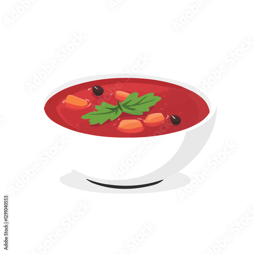Minimalist flat illustration of Borscht, featuring a clean design isolated on a white background.

