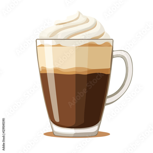 Minimalist flat illustration of Caffe Mocha, featuring a clean design isolated on a white background.

