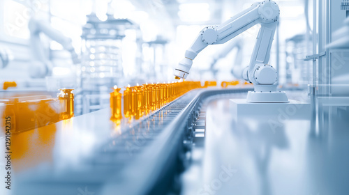 Factory Production Concept with Machinery and Robotics photo
