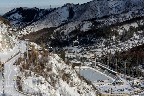 The Medeu  is an outdoor speed skating and bandy rink. It is located in a mountain valley on the south-eastern outskirts of Almaty в Казахстане