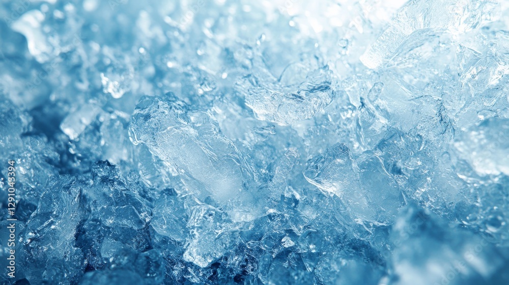 Close-Up of Crushed Ice with Cool Blue Tones Close-Up of Crushed Ice with Cool Blue Tones