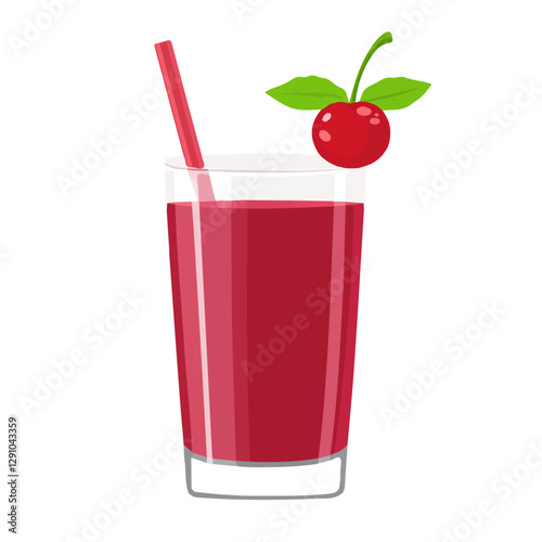 Minimalist flat illustration of Cherry Juice, featuring a clean design isolated on a white background.

