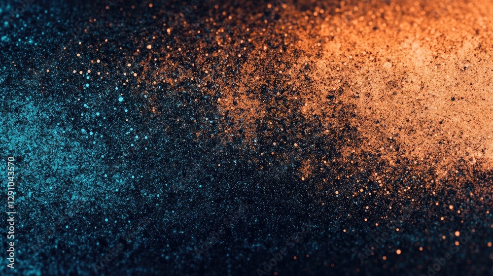 Abstract Glittering Texture with Blue and Orange Gradient Sparkles in a Dark Background Abstract Glittering Texture with Blue and Orange Gradient Sparkles in a Dark Background
