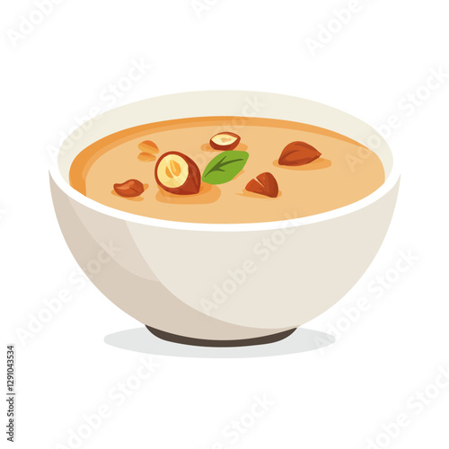 Minimalist flat illustration of Chestnut Soup, featuring a clean design isolated on a white background.

