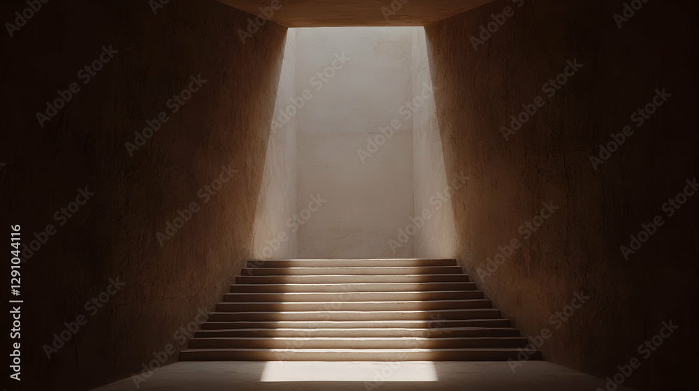 Sunlit stone stairs in a minimalist building Sunlit stone stairs in a minimalist building