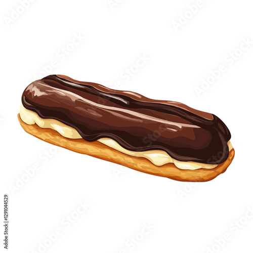 Minimalist flat illustration of Chocolate Éclair, featuring a clean design isolated on a white background.

