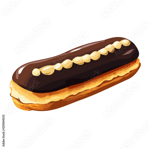Minimalist flat illustration of Chocolate Éclair, featuring a clean design isolated on a white background.

