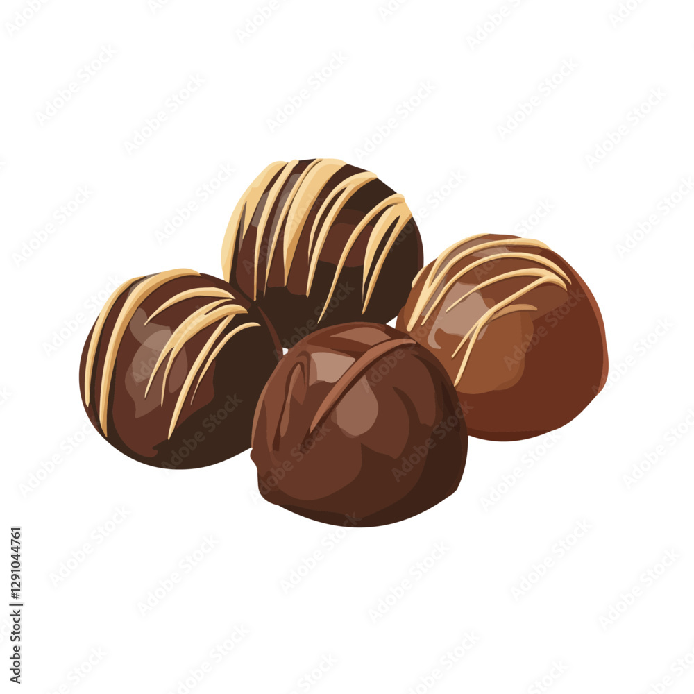 Minimalist flat illustration of Chocolate Truffles, featuring a clean design isolated on a white background.

