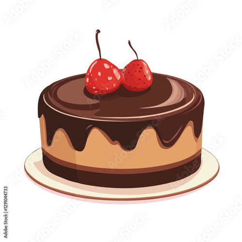 Minimalist flat illustration of Chocolate Mousse Cake, featuring a clean design isolated on a white background.

